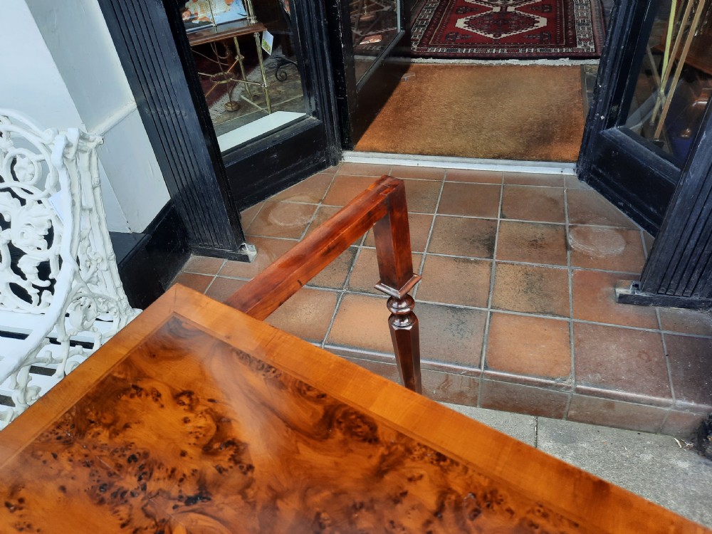 Early 20thC burr yew console card table View IX