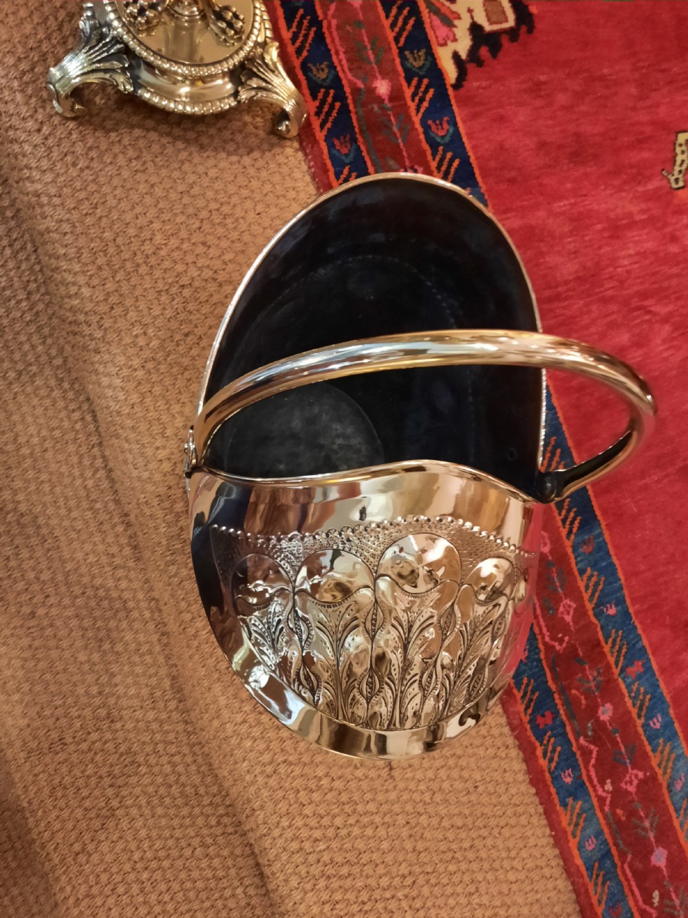 Late 19thC Art Noveau Brass Coal Scuttle View III