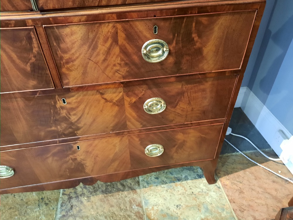 Late Georgian Figured Mahogany Linen Press View III