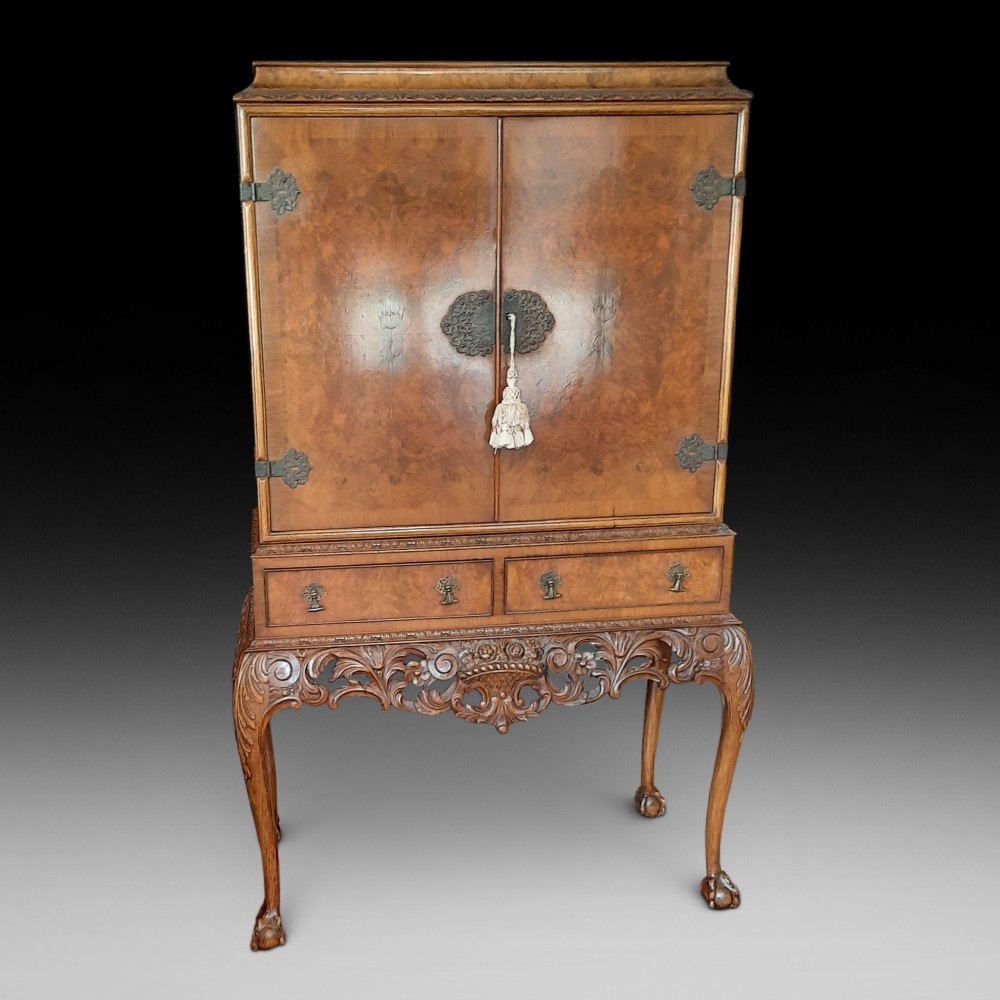 1920's Burr Walnut Cocktail Cabinet