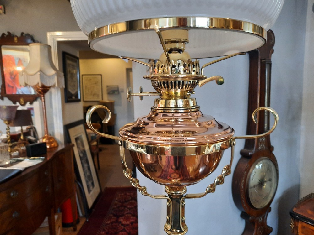 Arts & Crafts Brass & Copper Standard Oil Lamp View IV