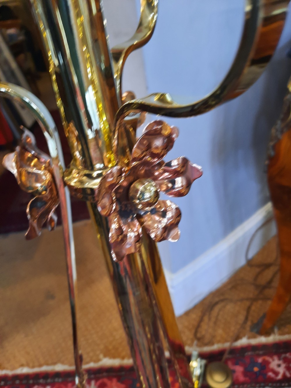 Arts & Crafts Brass & Copper Standard Oil Lamp View VI