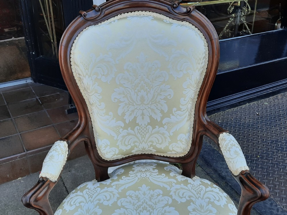 Pair of Victorian rosewood salon chairs View II