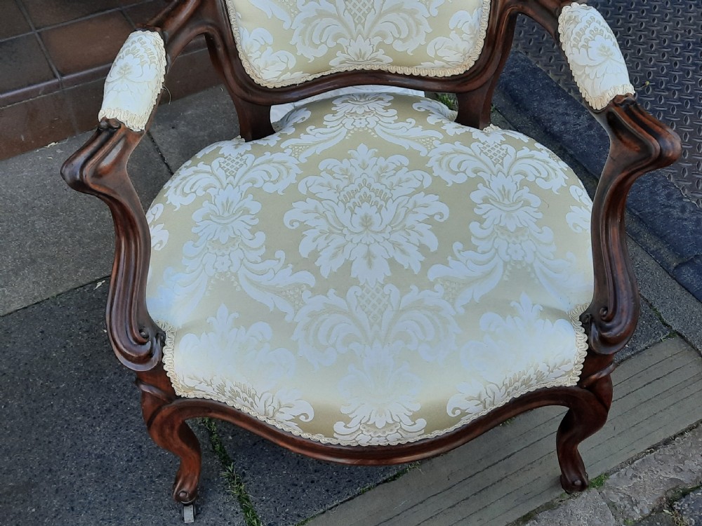 Pair of Victorian rosewood salon chairs View IV