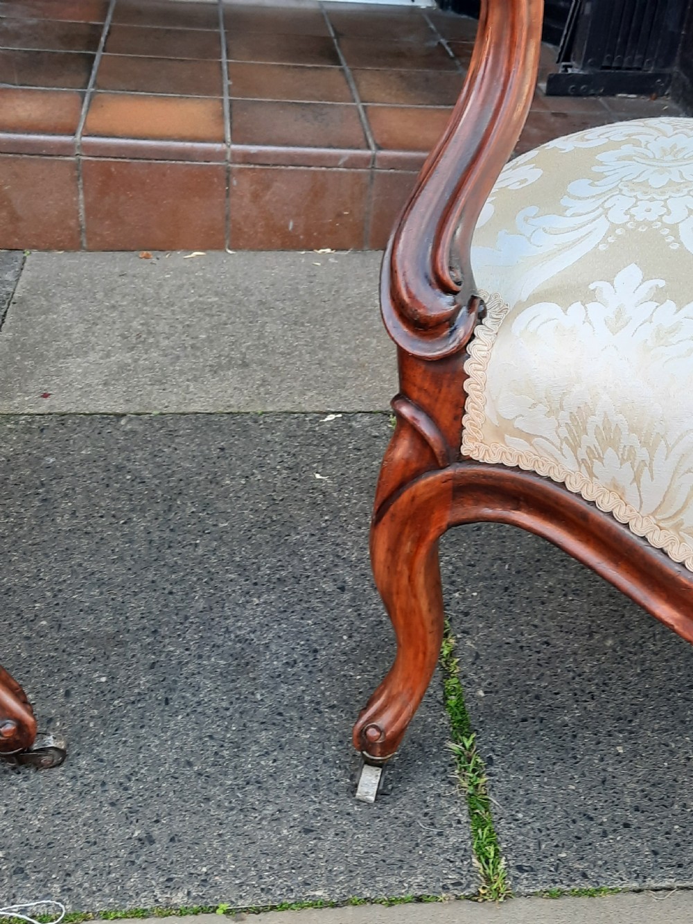Pair of Victorian rosewood salon chairs View V