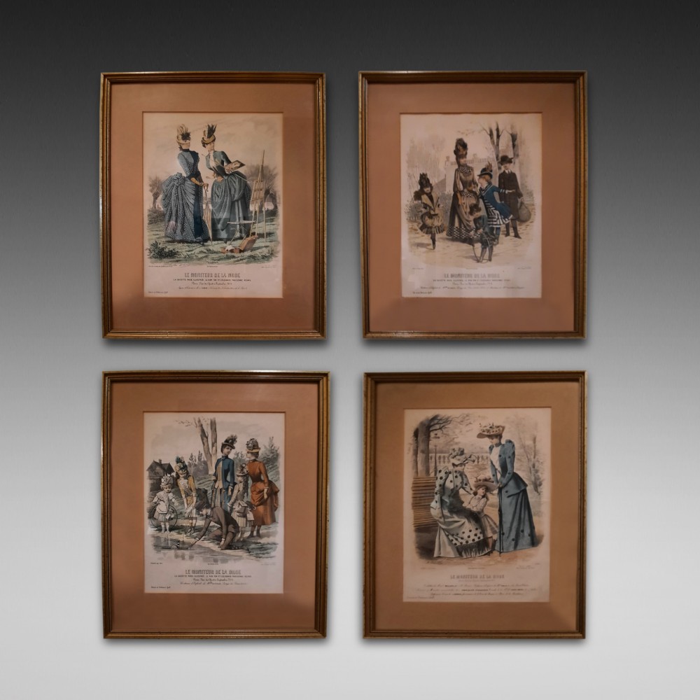 Set of four French fashion prints