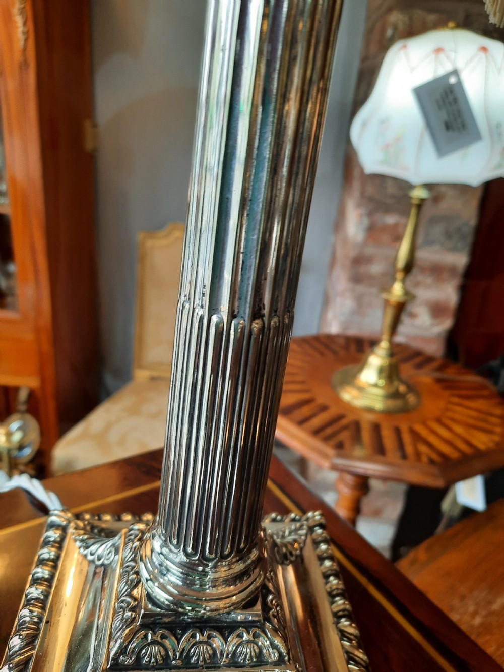 Neoclassical Adam Style Silver Plate Table Lamp View III
