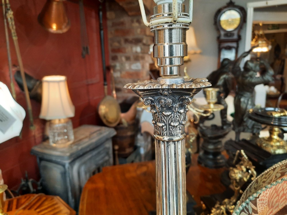 Neoclassical Adam Style Silver Plate Table Lamp View IV