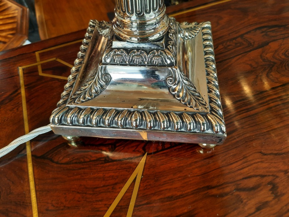 Neoclassical Adam Style Silver Plate Table Lamp View VI