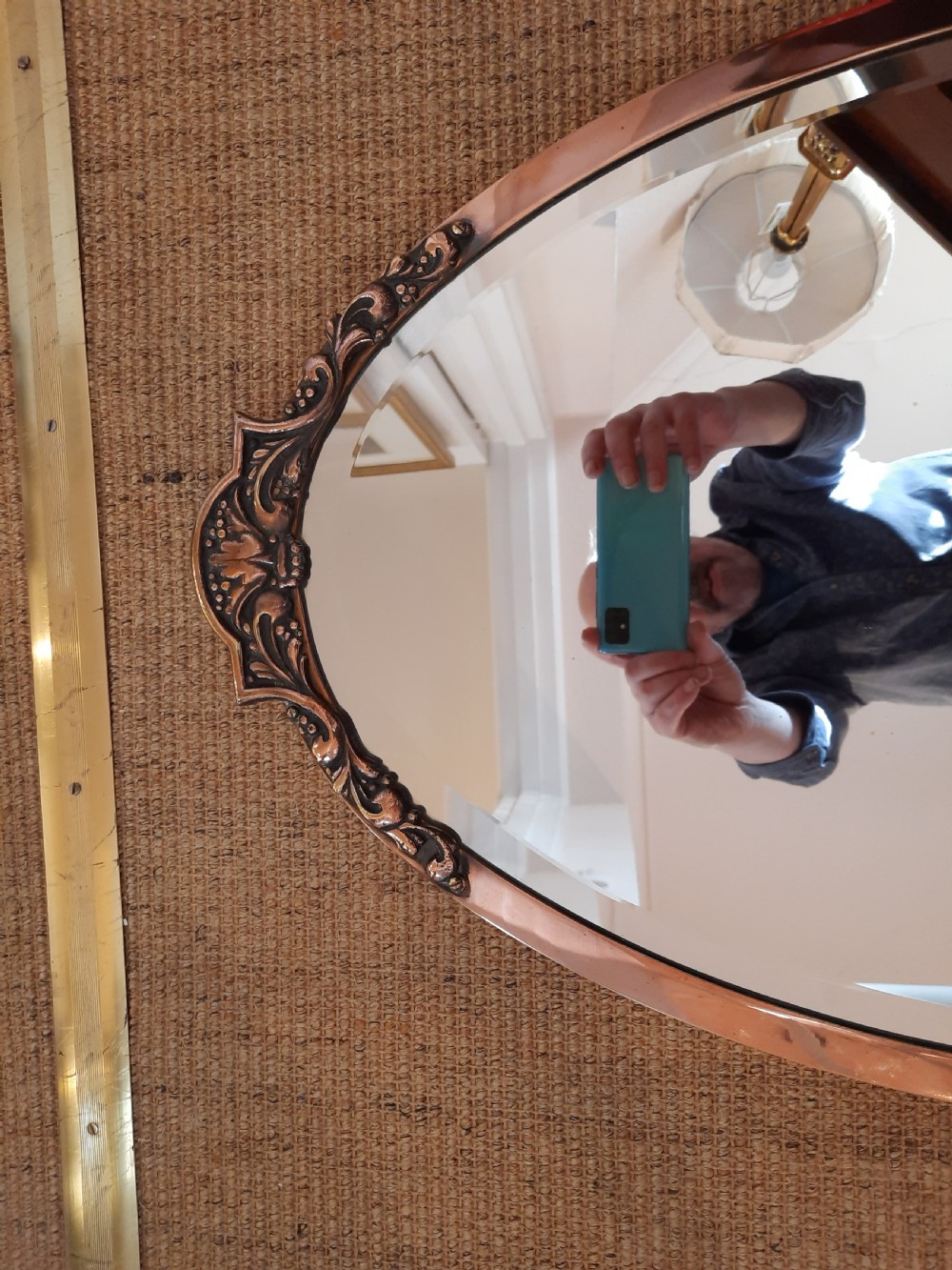 Arts and Crafts Oval Copper Framed Mirror View II
