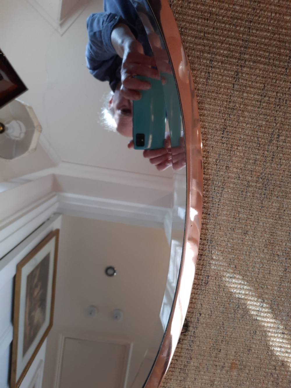 Arts and Crafts Oval Copper Framed Mirror View IV