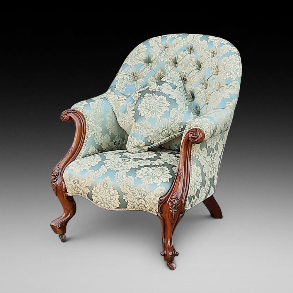 Victorian Walnut Button-Back Easy Arm Chair