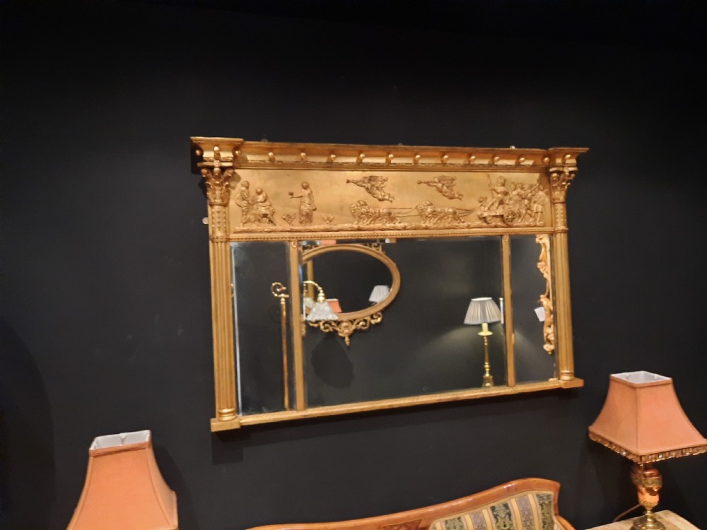 Regency Triptych Giltwood Mirror