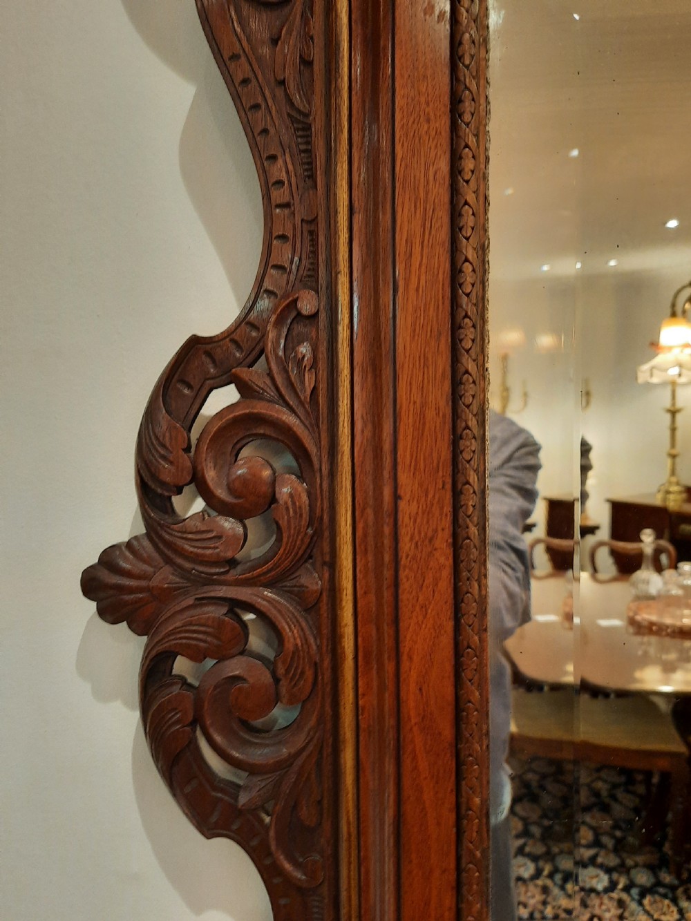 19thC Continental Carved Walnut Mirror  View V