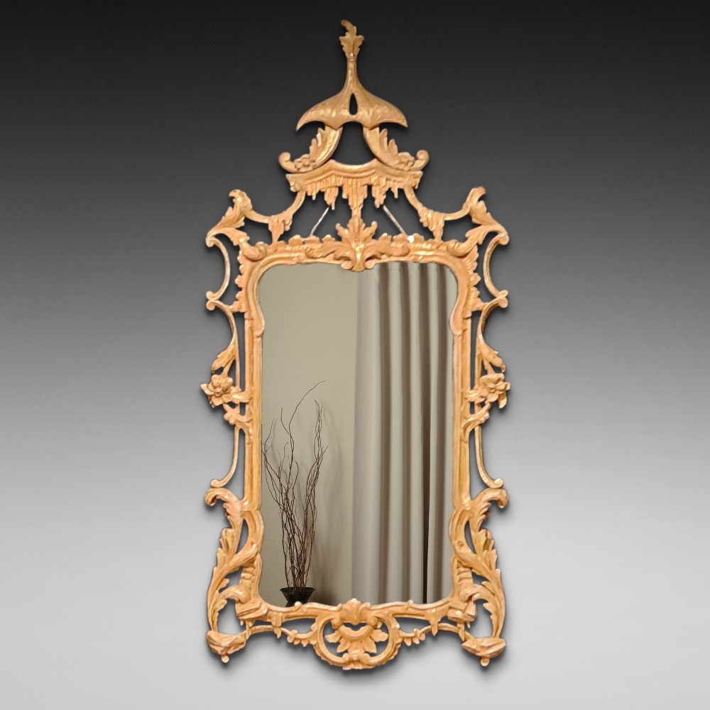 19thC Water Gilded Wood and Gesso Wall Mirror