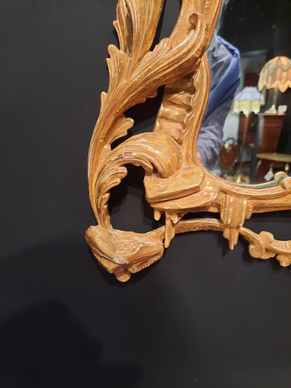 19thC Water Gilded Wood and Gesso Wall Mirror View IV