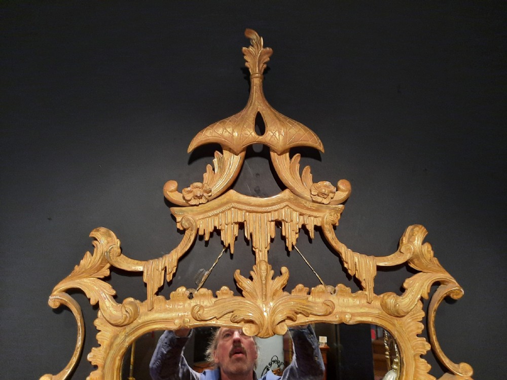19thC Water Gilded Wood and Gesso Wall Mirror View VI