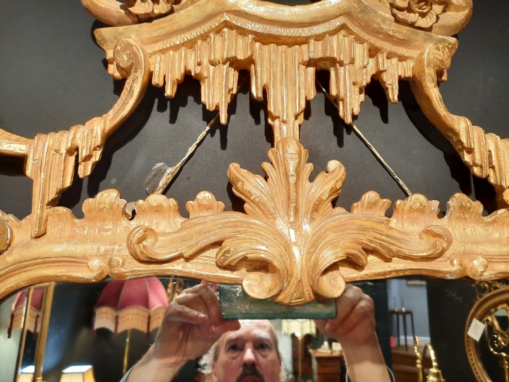 19thC Water Gilded Wood and Gesso Wall Mirror View VII