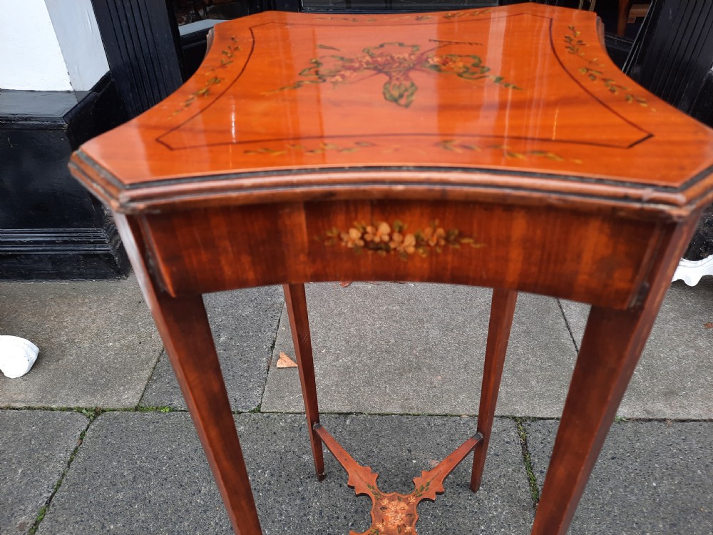 Hand Painted Edwardian Satinwood Side Table View IV