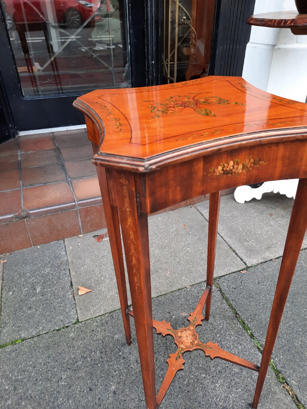 Hand Painted Edwardian Satinwood Side Table View V