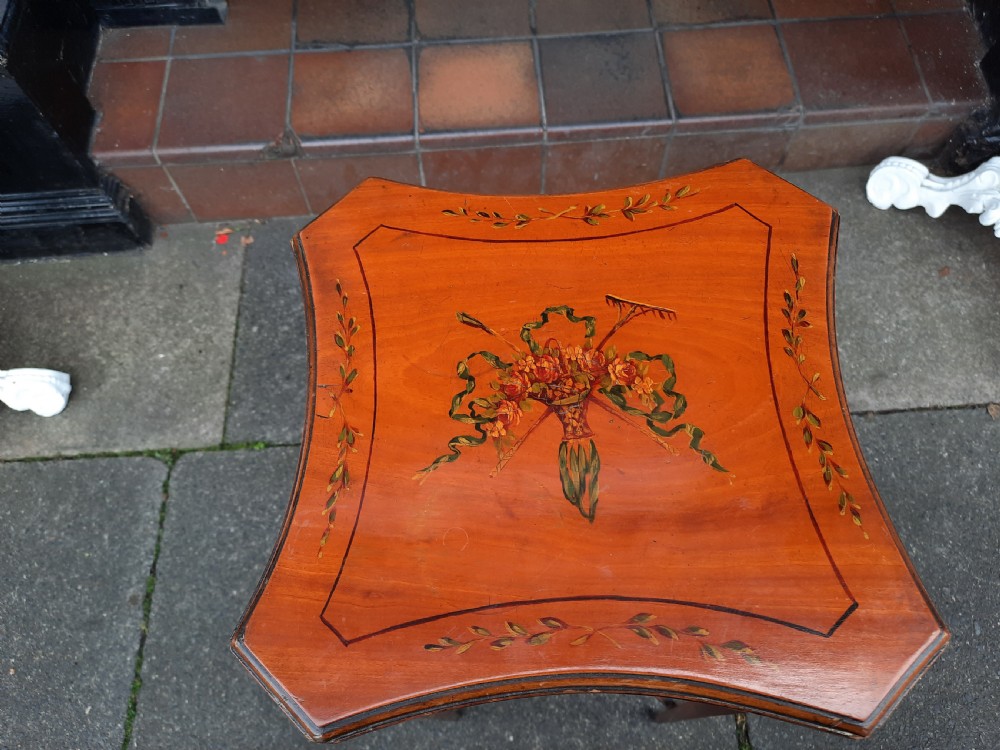 Hand Painted Edwardian Satinwood Side Table View VI