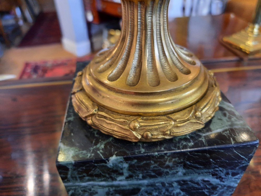 Pair of fine quality 19thC French gilt bronze urns View II