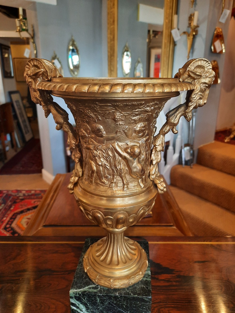 Pair of fine quality 19thC French gilt bronze urns View VIII