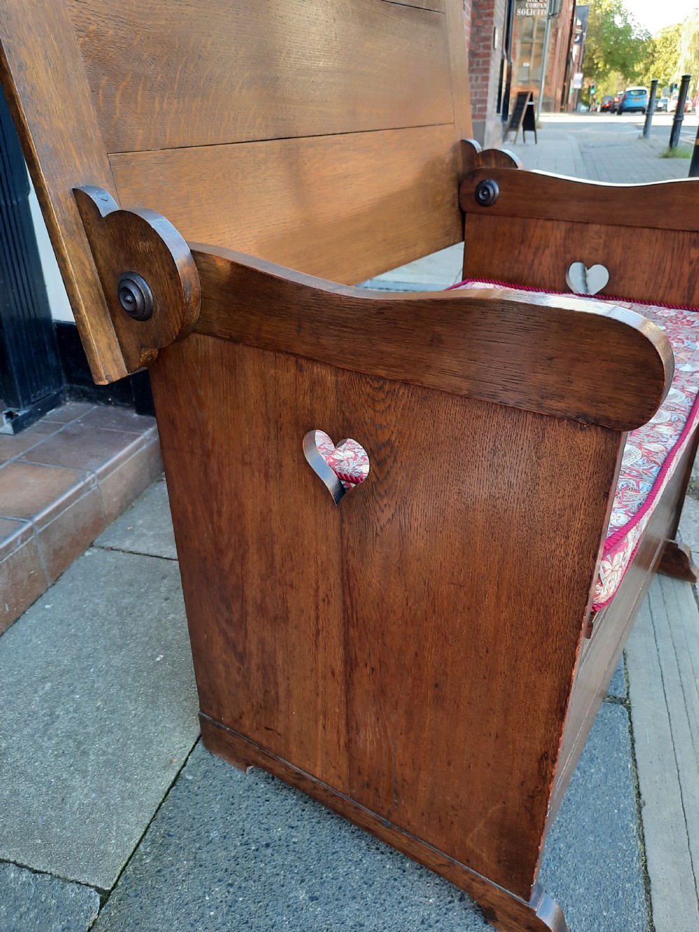 Arts and Crafts Oak Monks Bench View III