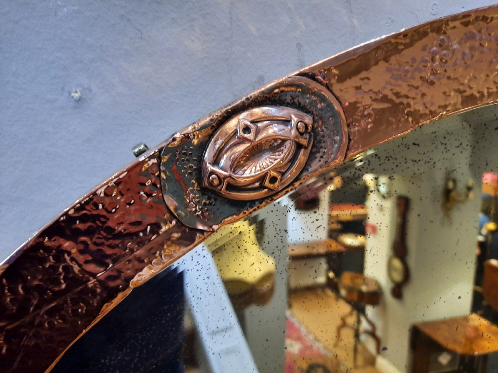 Arts & Crafts Beaten Copper Framed Mirror View II