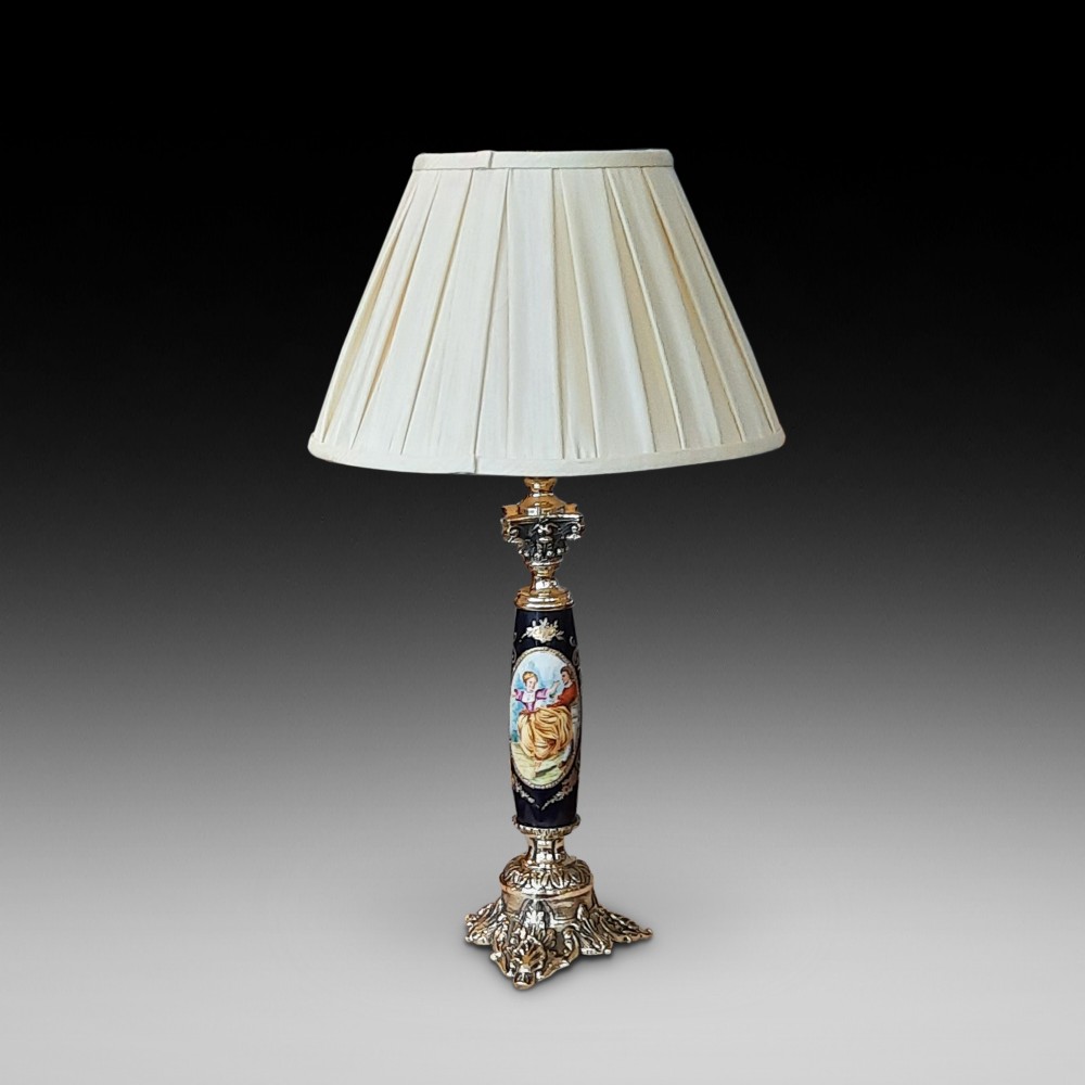 Early 20thC Gilt Metal Mounted Porcelain Table Lamp