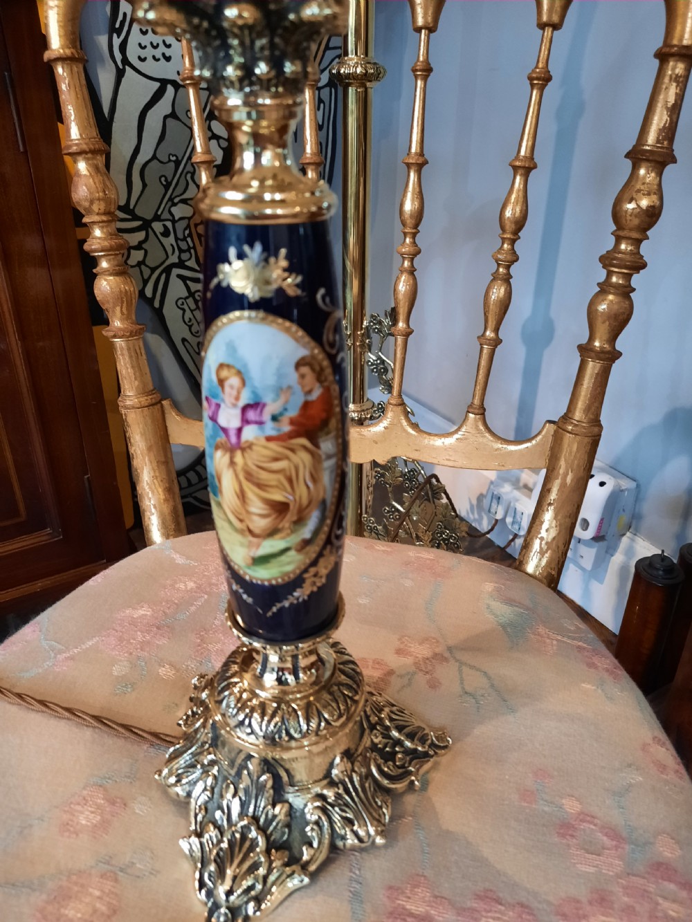 Early 20thC Gilt Metal Mounted Porcelain Table Lamp View III