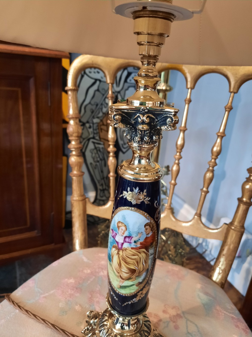 Early 20thC Gilt Metal Mounted Porcelain Table Lamp View V