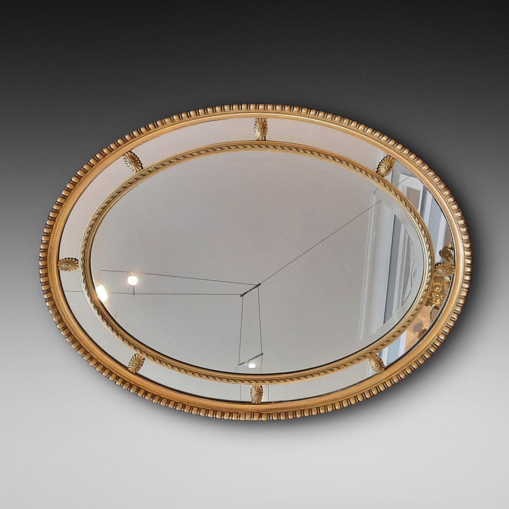 Late 19thC Oval Giltwood and Gesso Mirror
