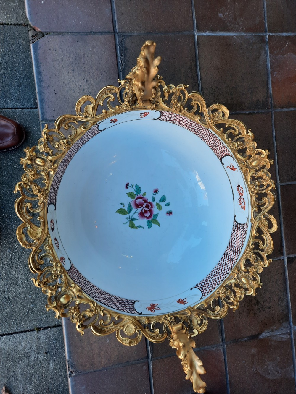 2nd half 19thC Chinese Export Rose Medallion Punch Bowl  View III