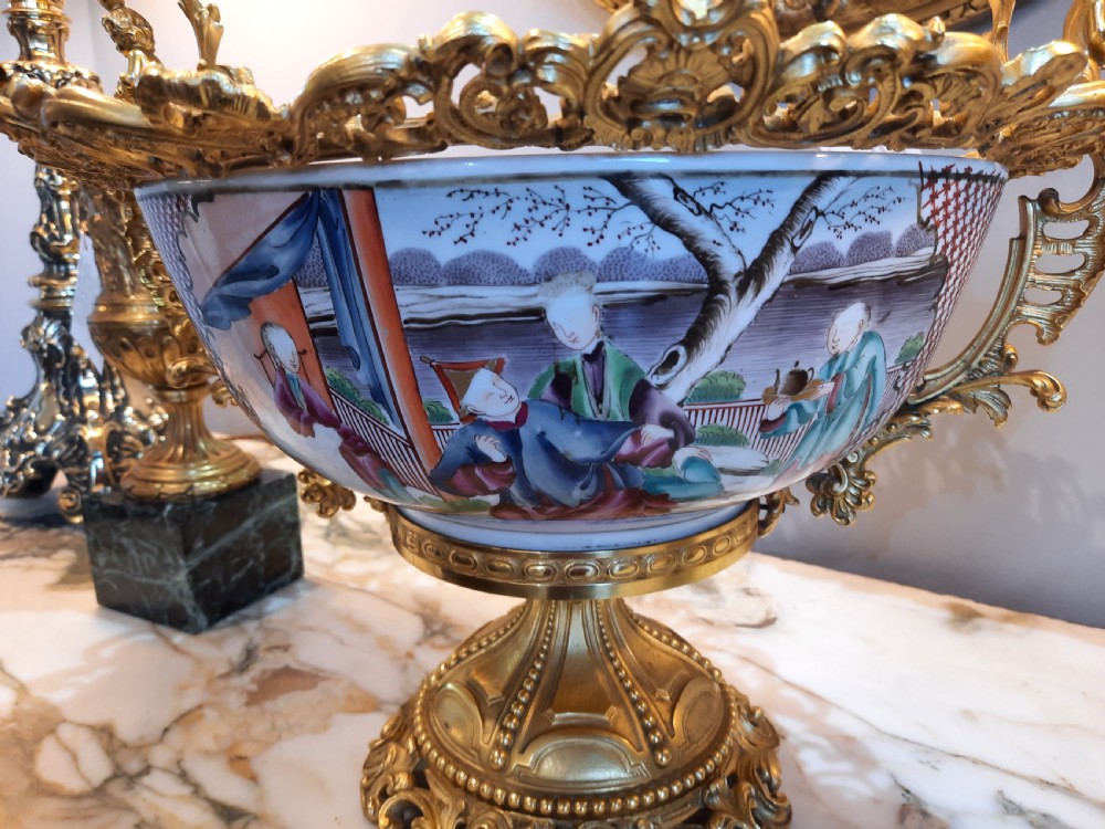 2nd half 19thC Chinese Export Rose Medallion Punch Bowl  View VIII