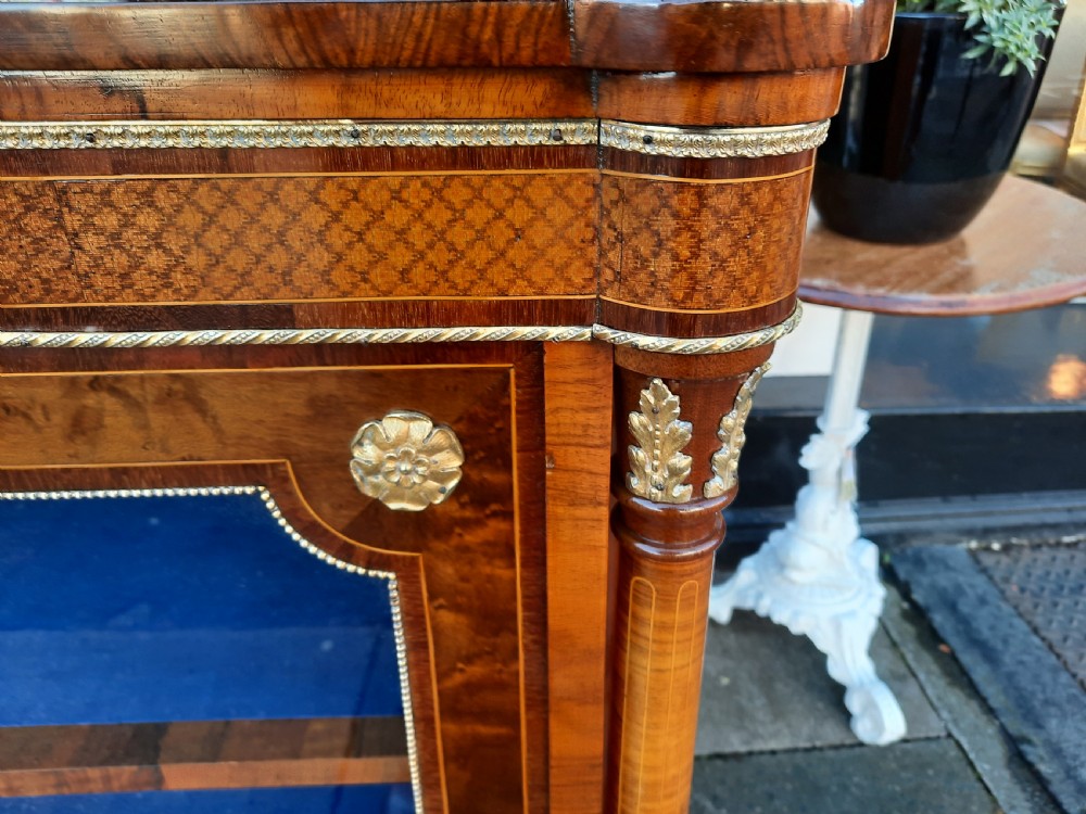 Victorian Burr Walnut Glazed Pier Cabinet View IV