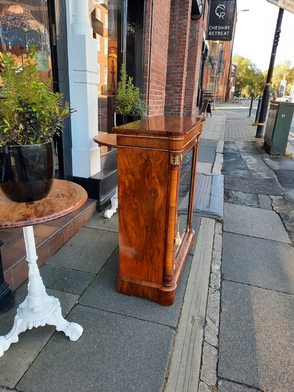 Victorian Burr Walnut Glazed Pier Cabinet View V