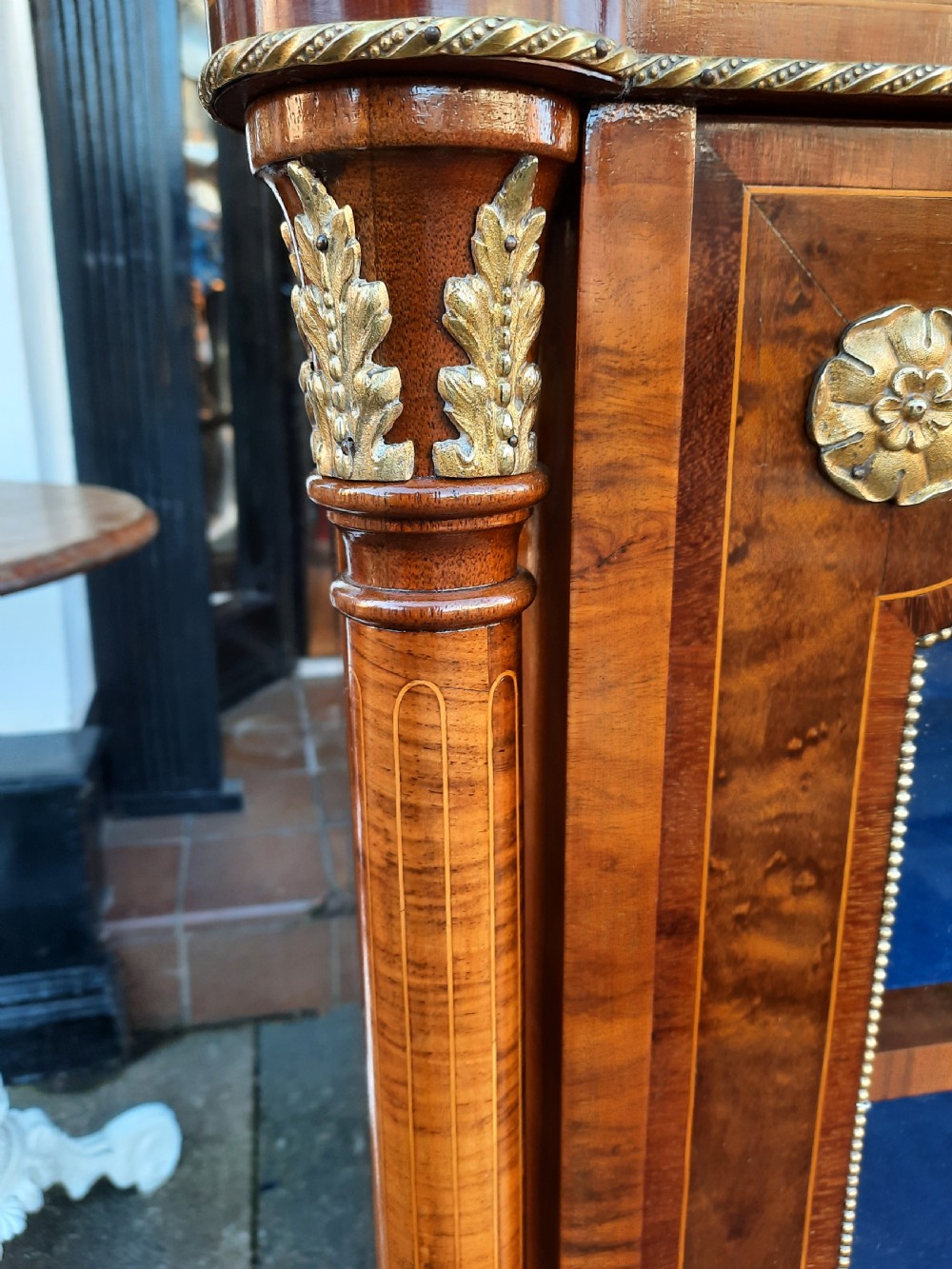 Victorian Burr Walnut Glazed Pier Cabinet View VIII