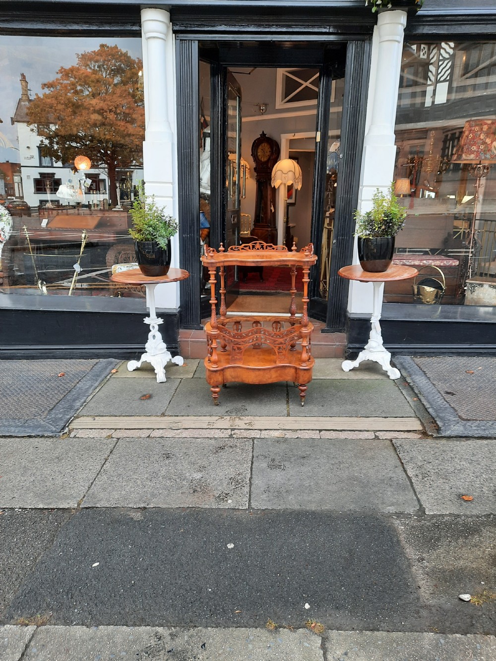 Victorian Burr Walnut Canterbury Whatnot View II