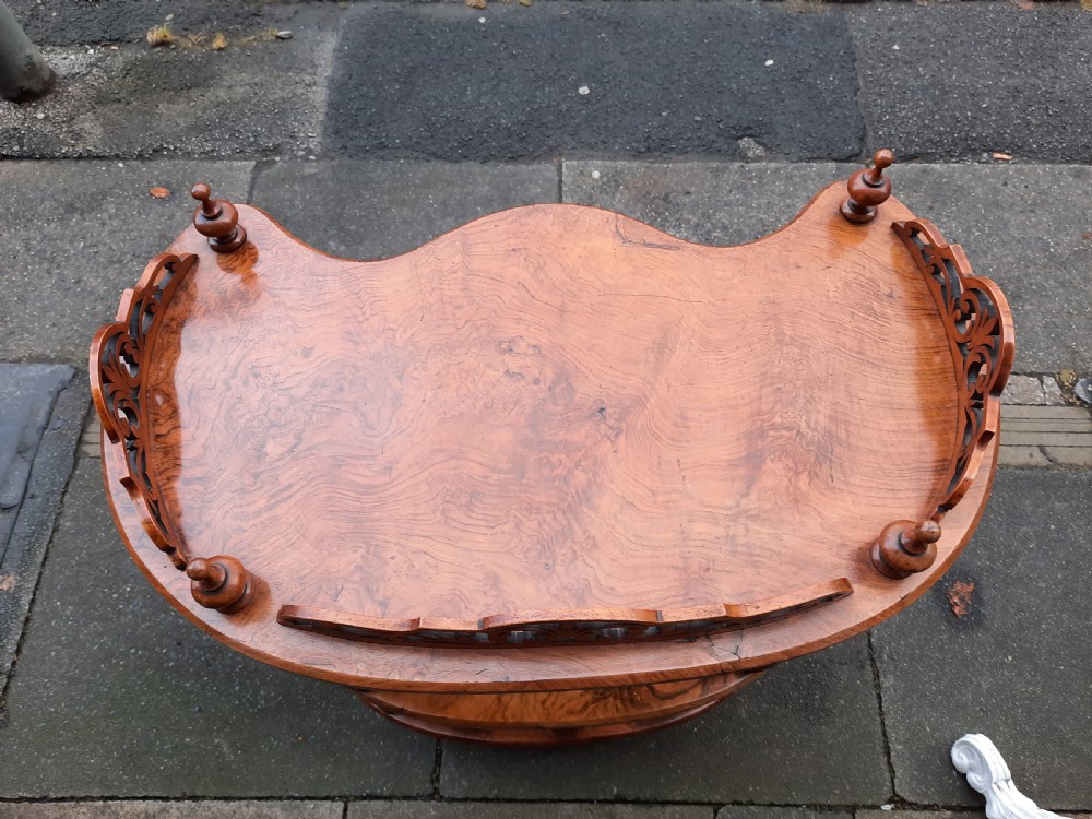 Victorian Burr Walnut Canterbury Whatnot View III
