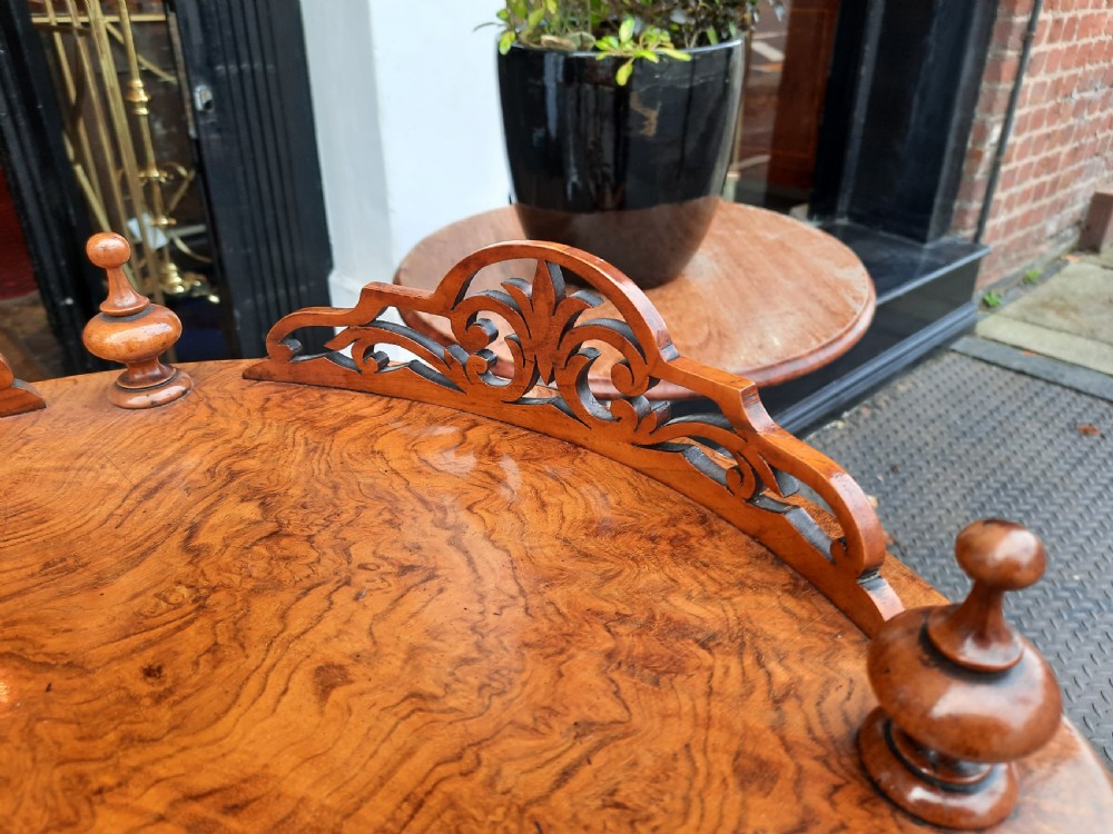 Victorian Burr Walnut Canterbury Whatnot View IV
