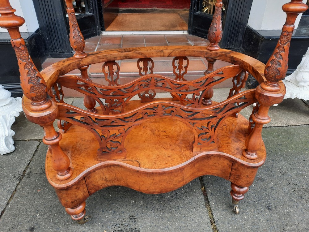 Victorian Burr Walnut Canterbury Whatnot View V
