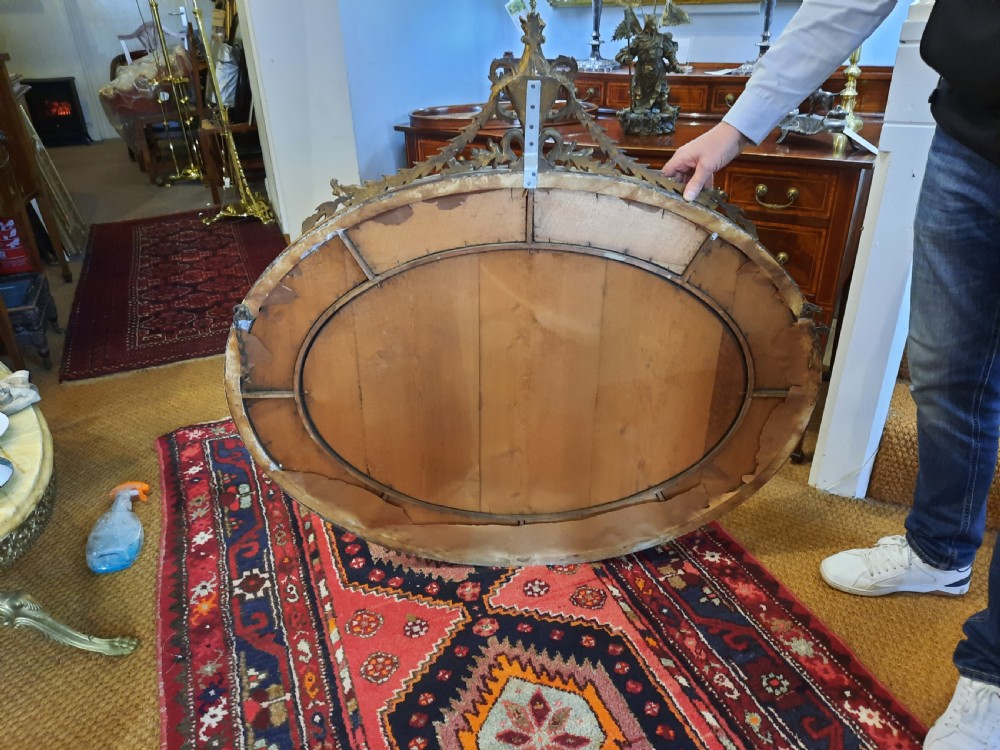 19thC Gilt Gesso Adam Style Oval Hanging Mirror View VII