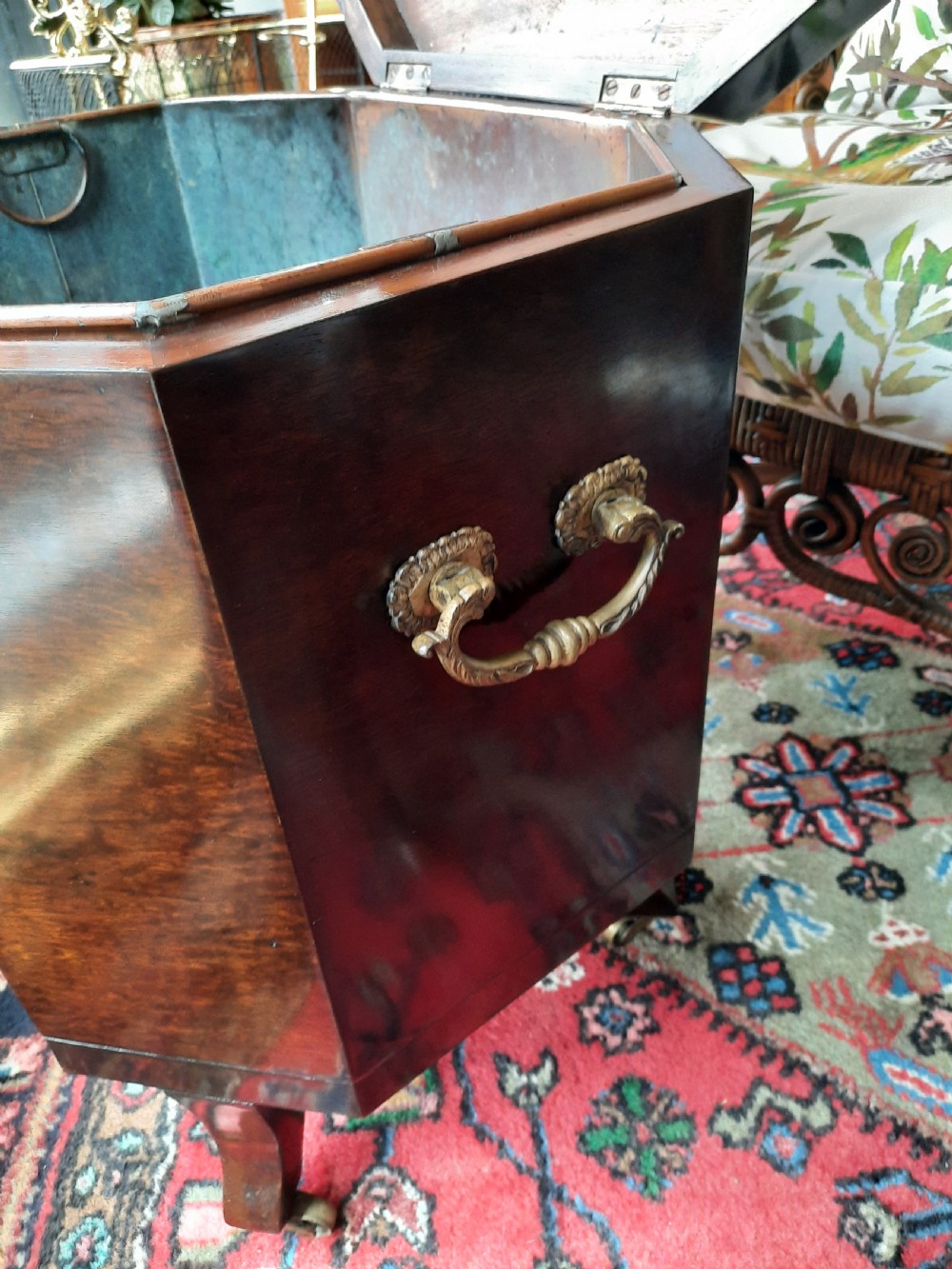 Early Victorian Rare Partridge Wood Copper Lined Wine Cooler View II