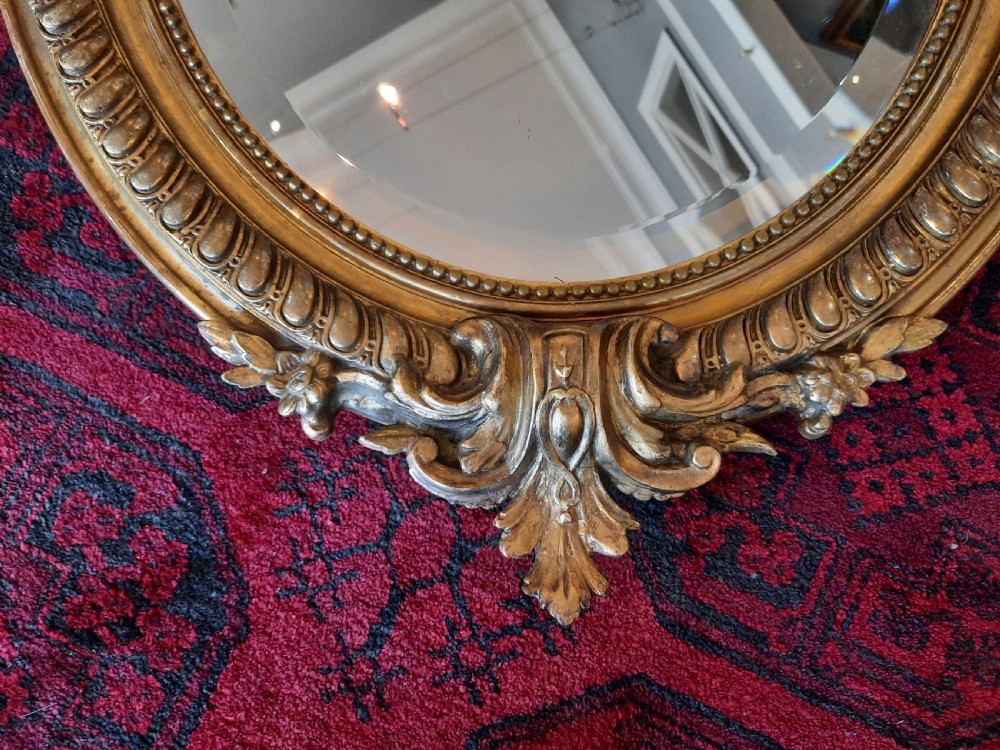 Victorian Gilt Wall Mirror with Bird Pediment View II