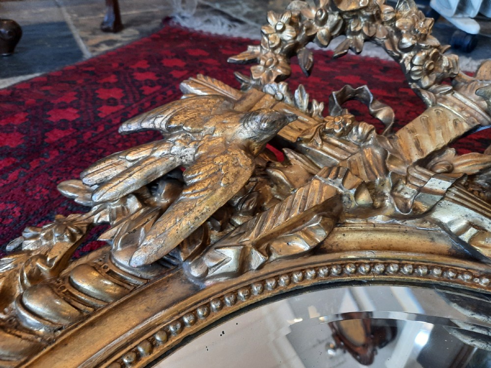 Victorian Gilt Wall Mirror with Bird Pediment View IV