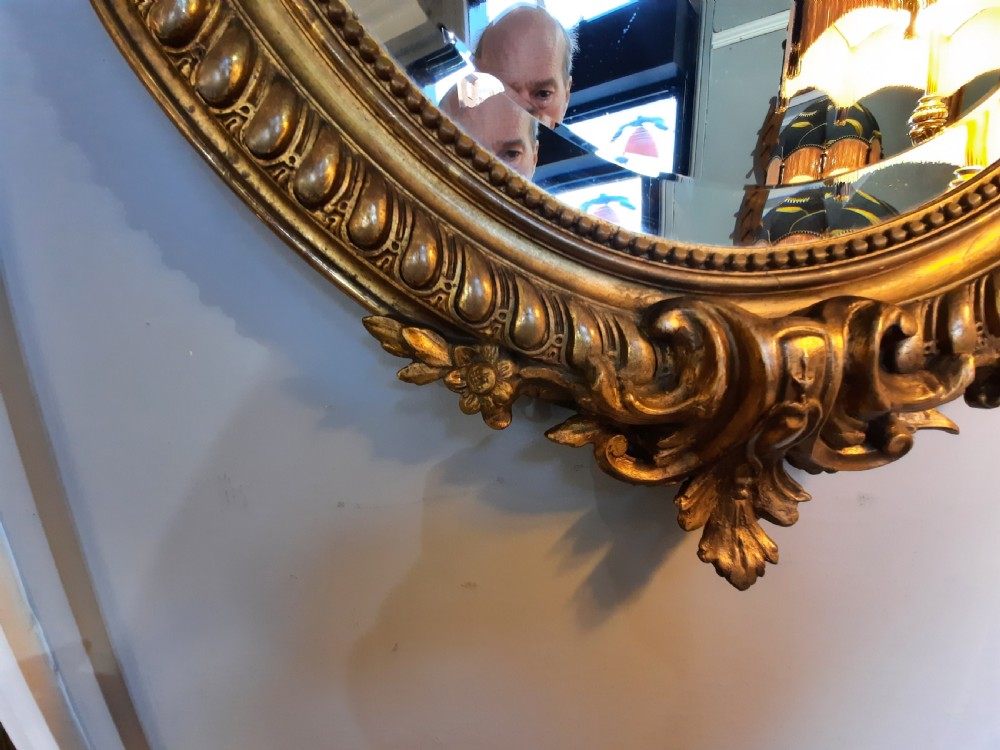 Victorian Gilt Wall Mirror with Bird Pediment View VIII