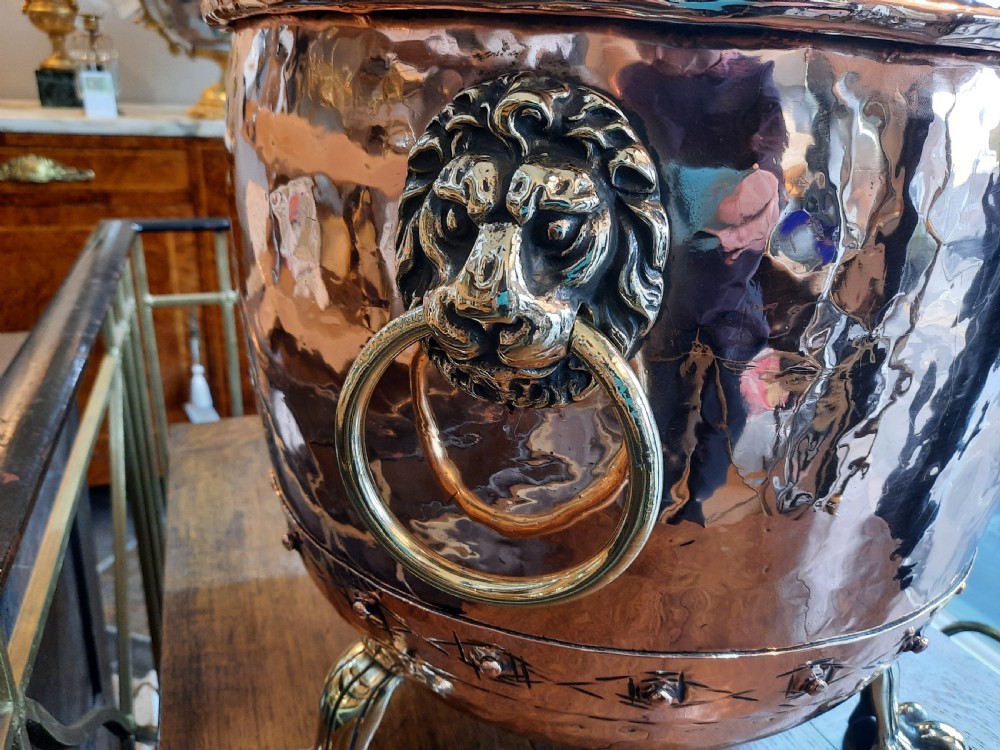 Victorian Copper Log Cauldron Bucket View V