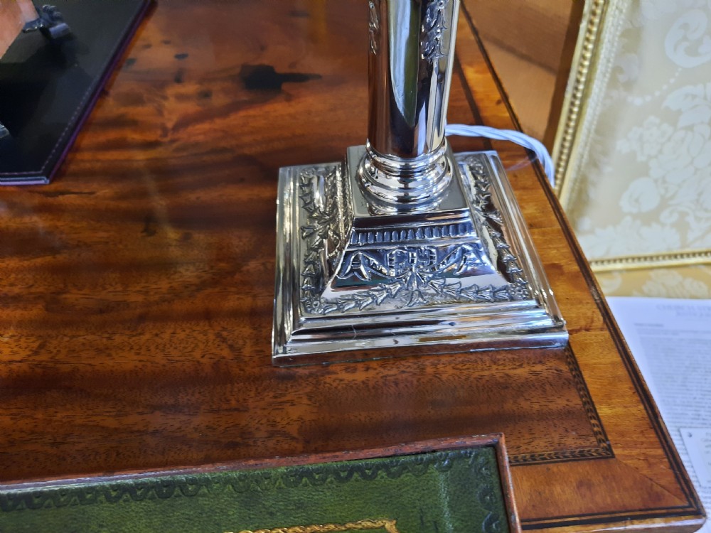 Robert Adam Style Late 19thC Silver Plate Candlestick  View III