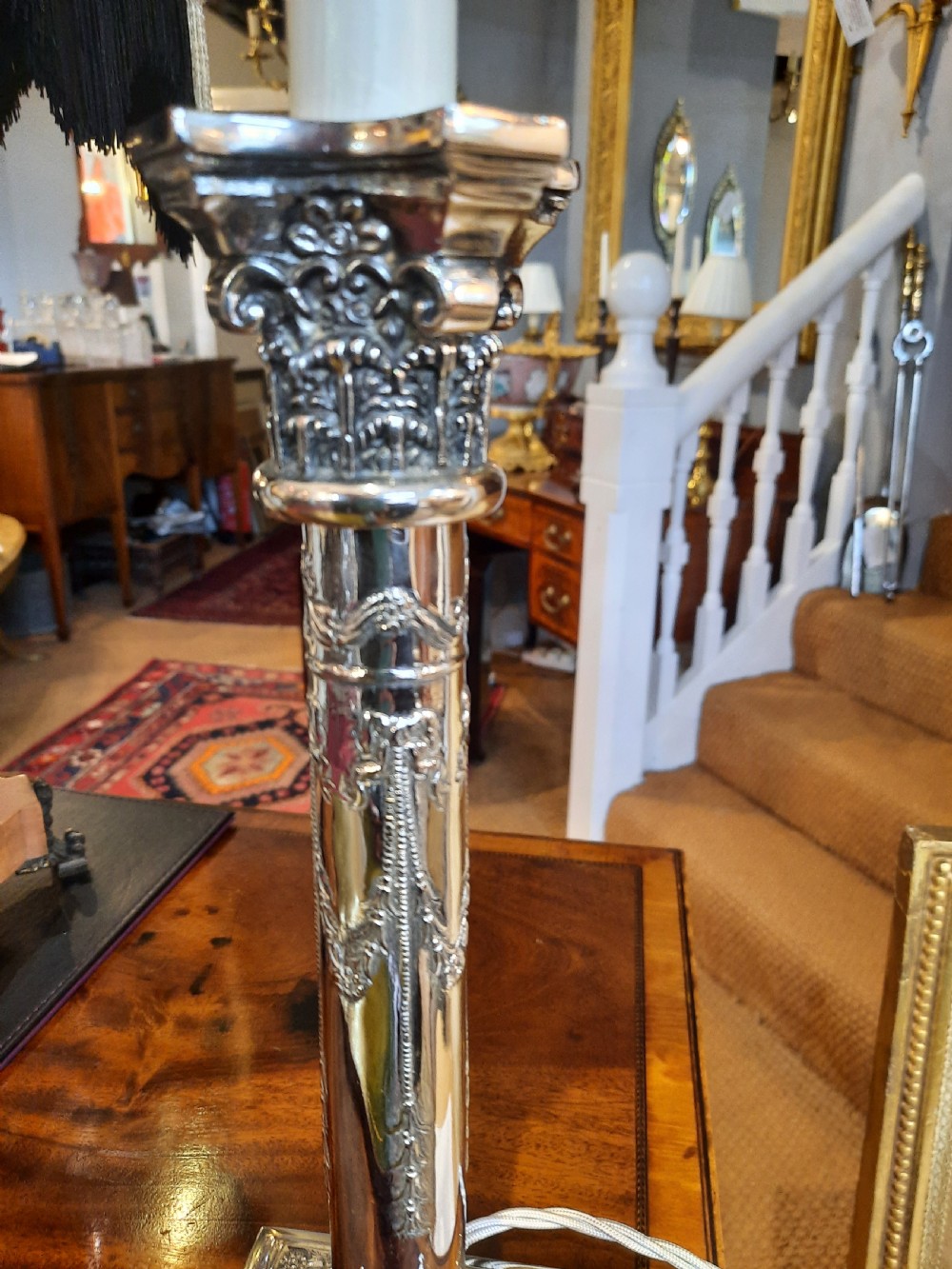 Robert Adam Style Late 19thC Silver Plate Candlestick  View IV